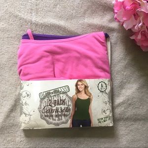 Pink and Purple 2-Pack Camisole with Built-in Shelf Bra